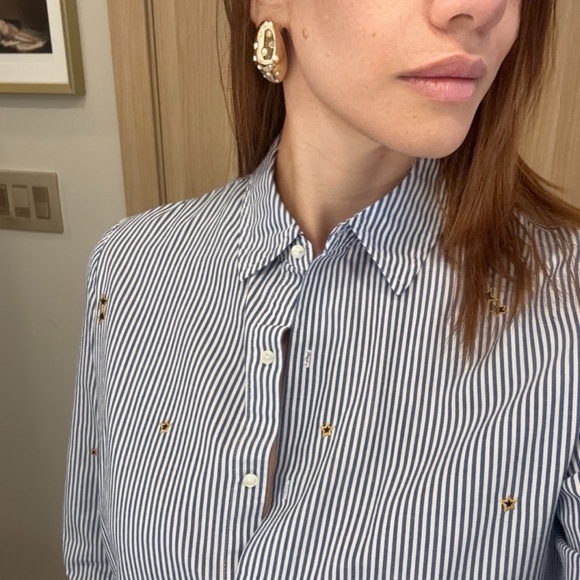 Scotch & Soda Blue and White Striped Button Down Shirt - Picture 3 of 12